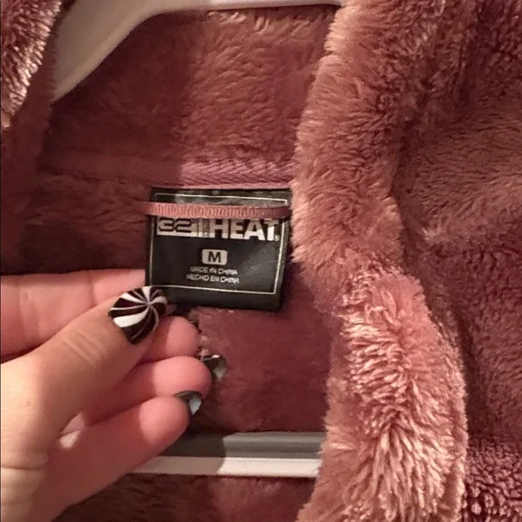 32 Degrees Heat Plush Teddy Zip Jacket Women’s M Dusty Rose Mauve - Picture 2 of 5